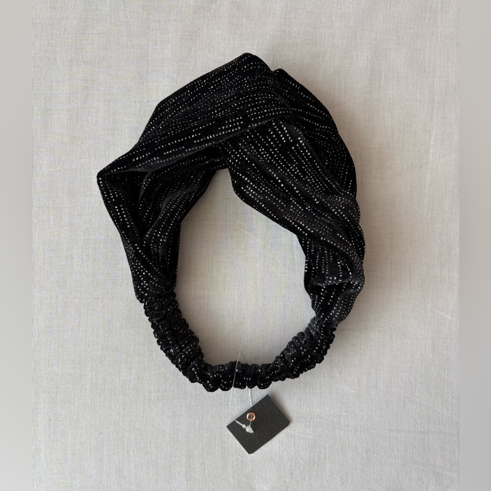 Elegant Black Silver Glitter Velour Headband Shiny Party Essentials